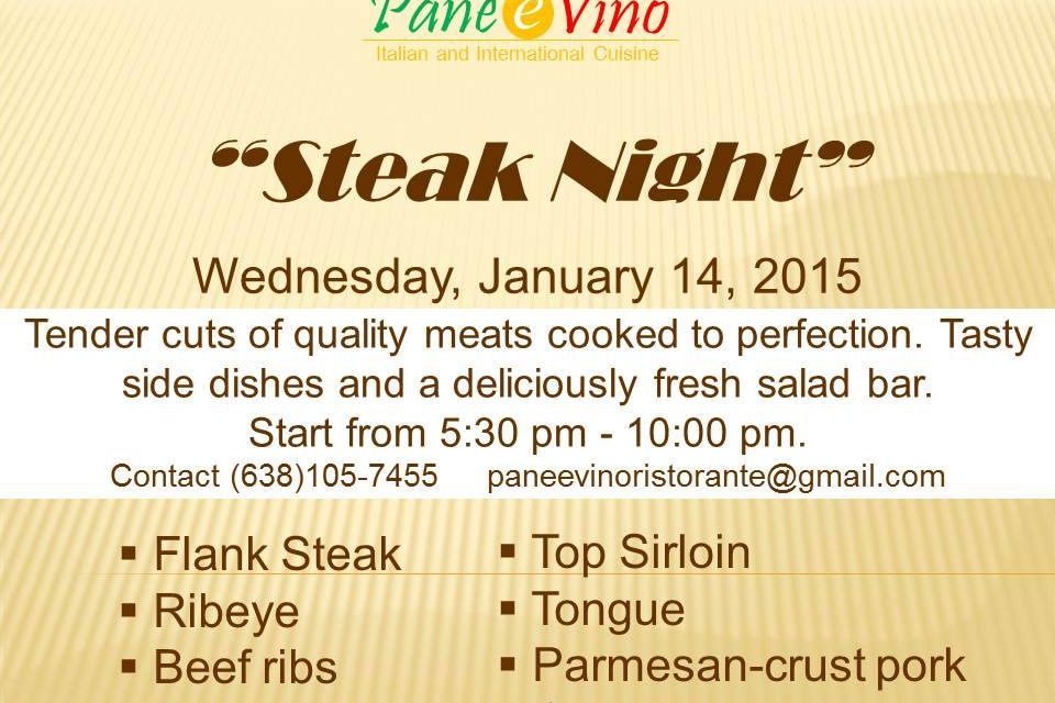 Steak Night at Pane E Vino
