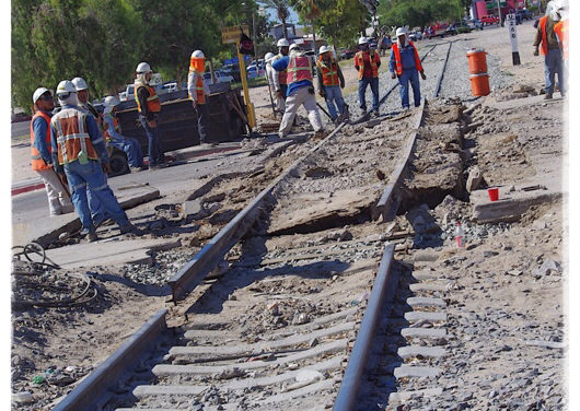 Repair work on RR crossing at Calle 13 today