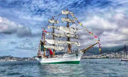 Classic sailing ship Cuauhtémoc sailing to Rocky Point in May