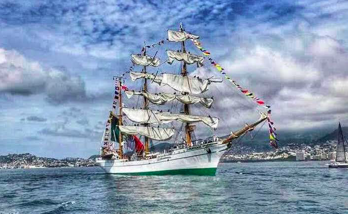 Classic sailing ship Cuauhtémoc sailing to Rocky Point in May